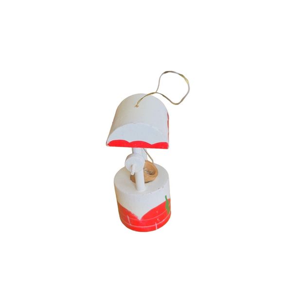 Vintage Red White Christmas Wood‎ Wishing Well & Bucket 3.5" x 2" Tree Ornament - Picture 5 of 11